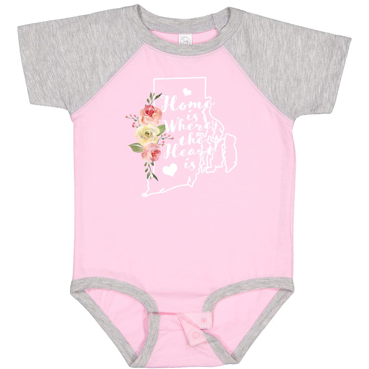 Inktastic Rhode Island Home is Where The Heart is Watercolor Baby Bodysuit - Soft Cotton Infant Onesie for Newborns, Gifts & Family Photos