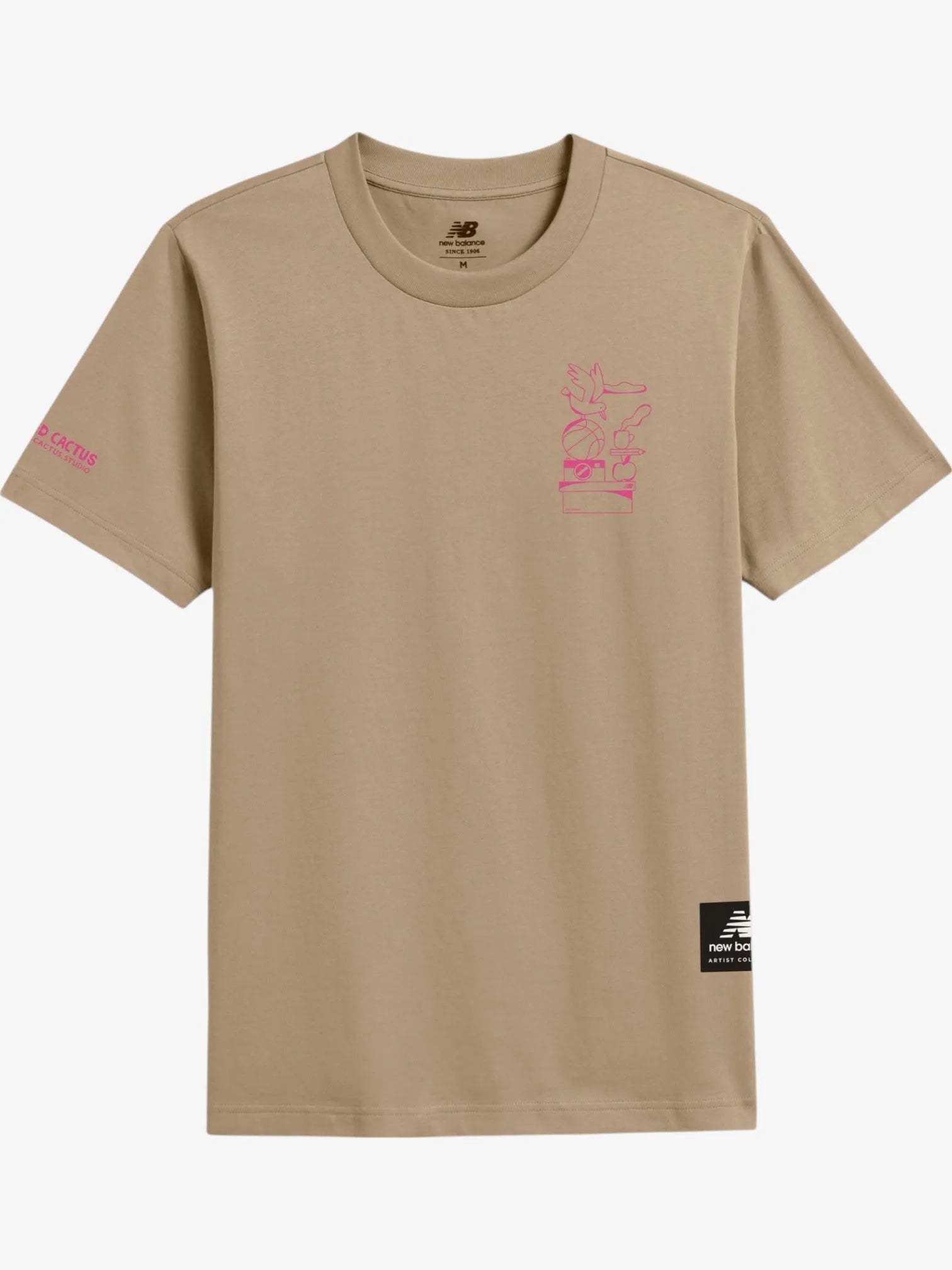 New Balance Athletics Aron Lea Beige Performance T-Shirt for Men - Moisture-Wicking & Breathable Workout Top for Running, Gym & Casual Wear