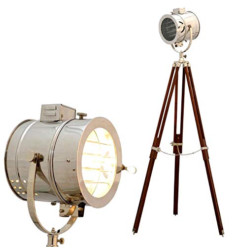 THOR INSTRUMENTS Hollywood Studio Spotlight - Vintage Brown Tripod Floor Lamp for Home & Office Decor - Rustic Industrial Lighting for Living Room, Bedroom, Theater & Photography Studio