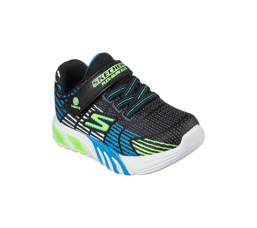 Skechers Flex Glow Elite Toddler Sneakers - Black/Blue S Lights | Comfortable Kids Shoes for Running & Play | Perfect for Outdoor Activities & Daily Wear