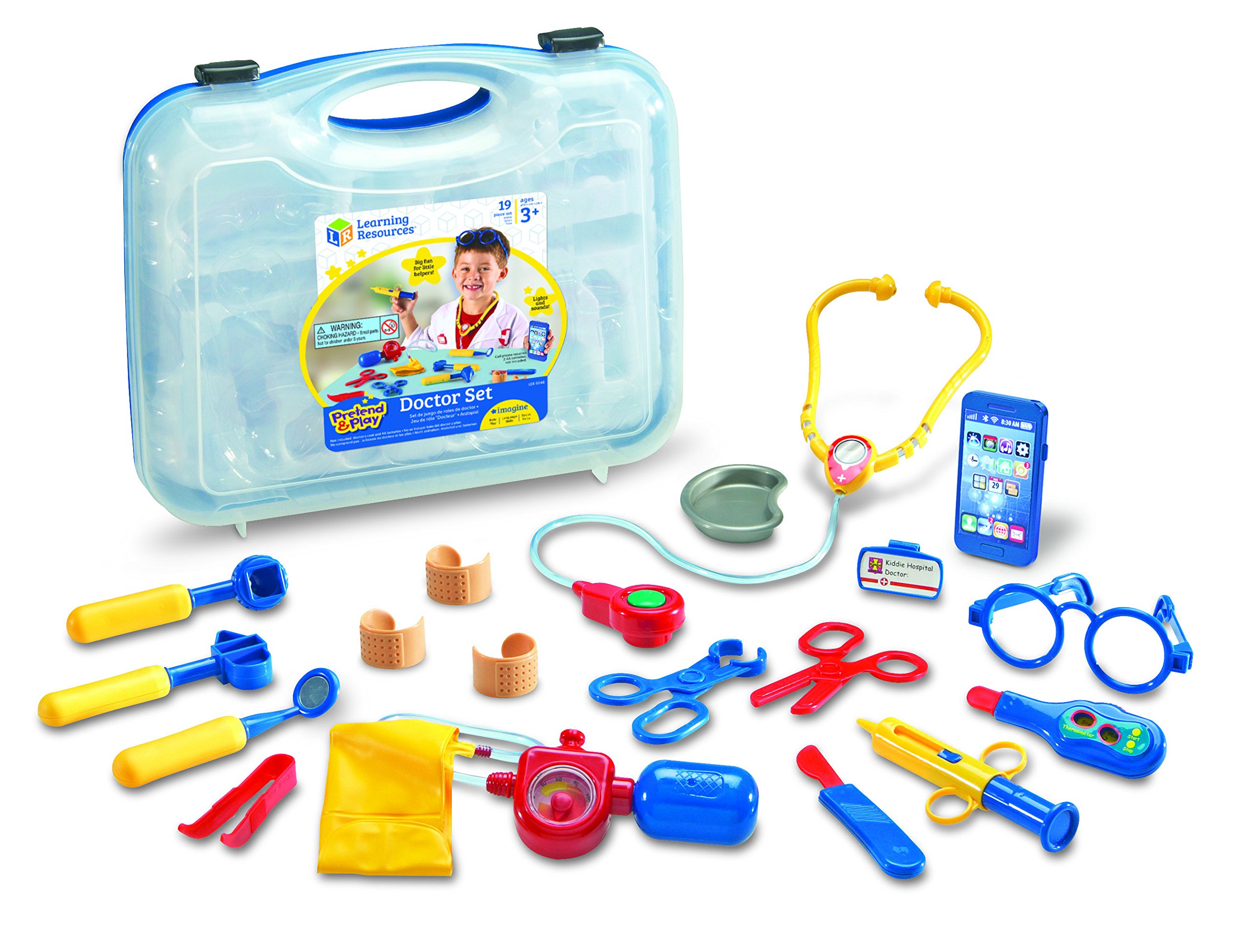 Learning Resources Pretend & Play Doctor Kit - 19 Piece Blue Toy Medical Set for Kids Ages 3+, Toddler Doctor Play Set with Stethoscope & Medical Tools - Perfect for Role Play, Social Emotional Learning & Preschool Education