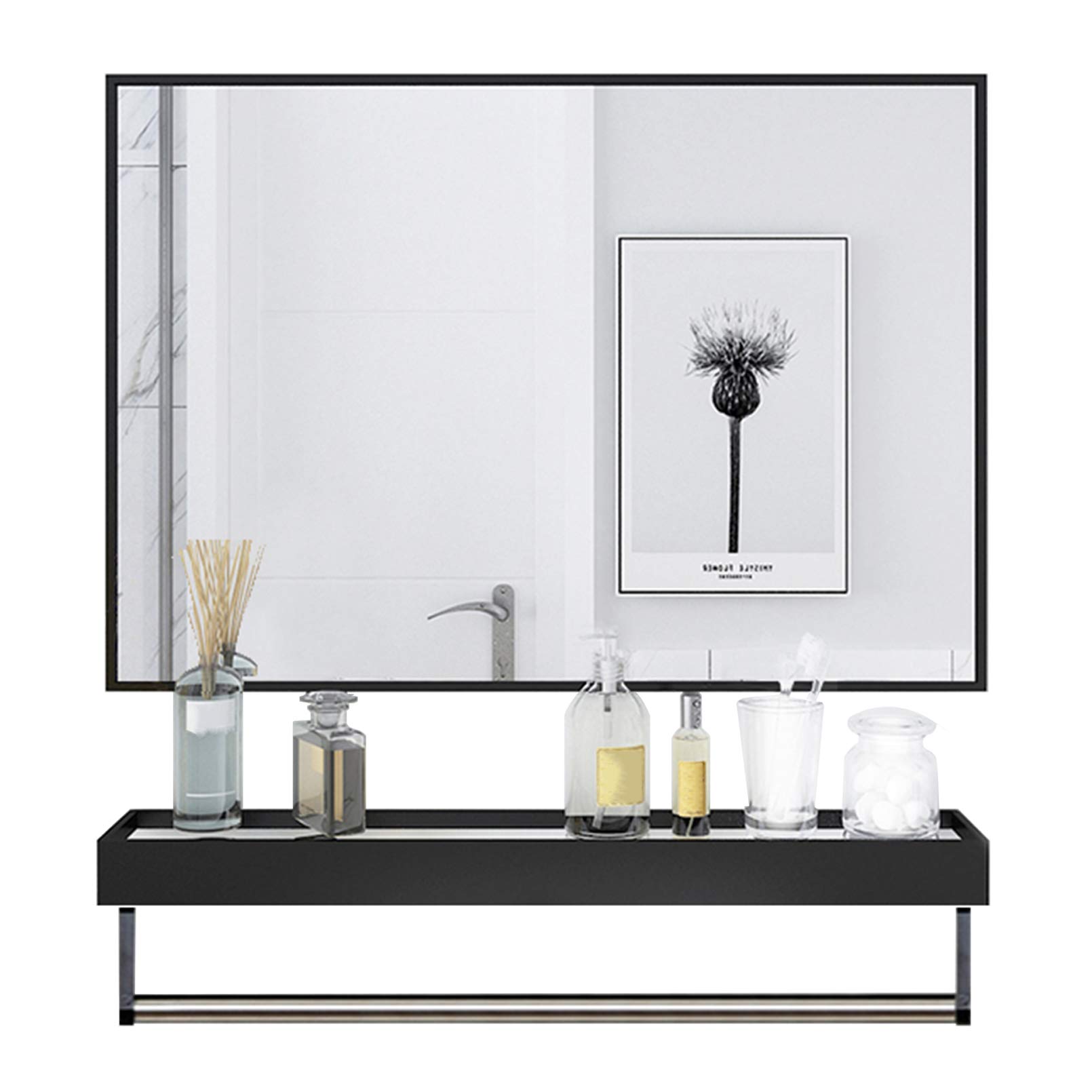 Large Wall Mirror with Shelf - Rectangular Makeup Mirror for Bathroom, Bedroom & Entryway | Durable Aluminum Frame | Perfect for Vanity, Dressing Area & Home Decor