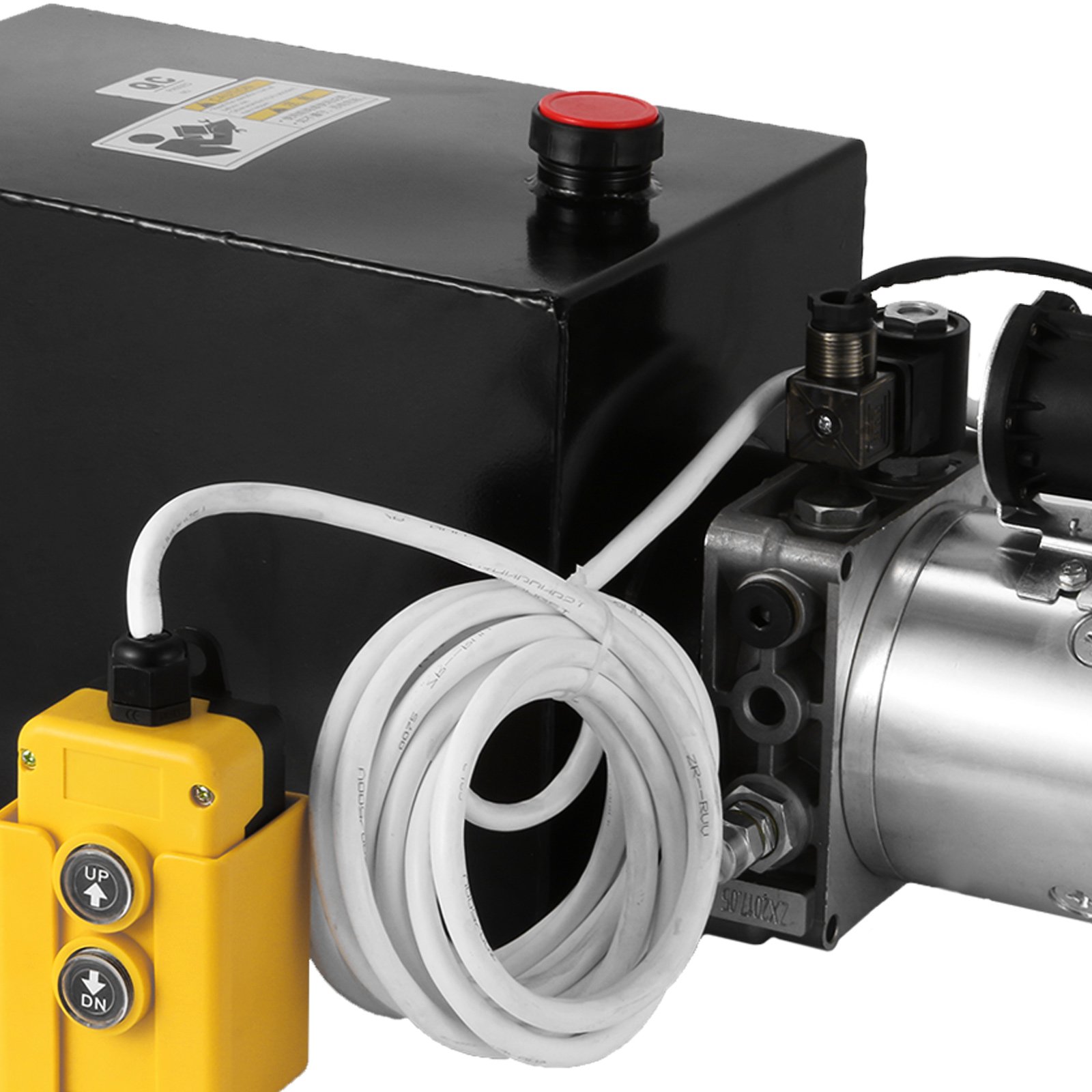 12V Hydraulic Power Unit - Mophorn 12 Quart Single Acting Hydraulic Pump with Steel Reservoir for Dump Trailers, Truck Lifts & Car Hoists | Heavy Duty Hydraulic System for Automotive, Construction & Farm Equipment Maintenance