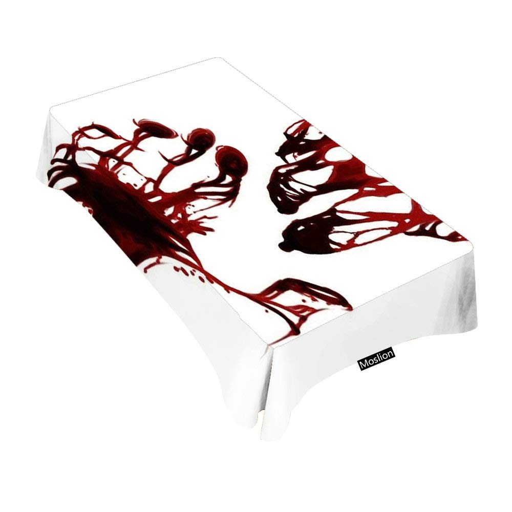 Moslion Blood Splatter Design Rectangular Tablecloth - 60x84 Inch Waterproof Table Cover for Dining, BBQ, Picnic, Coffee Tables - Halloween Party & Horror Theme Decor