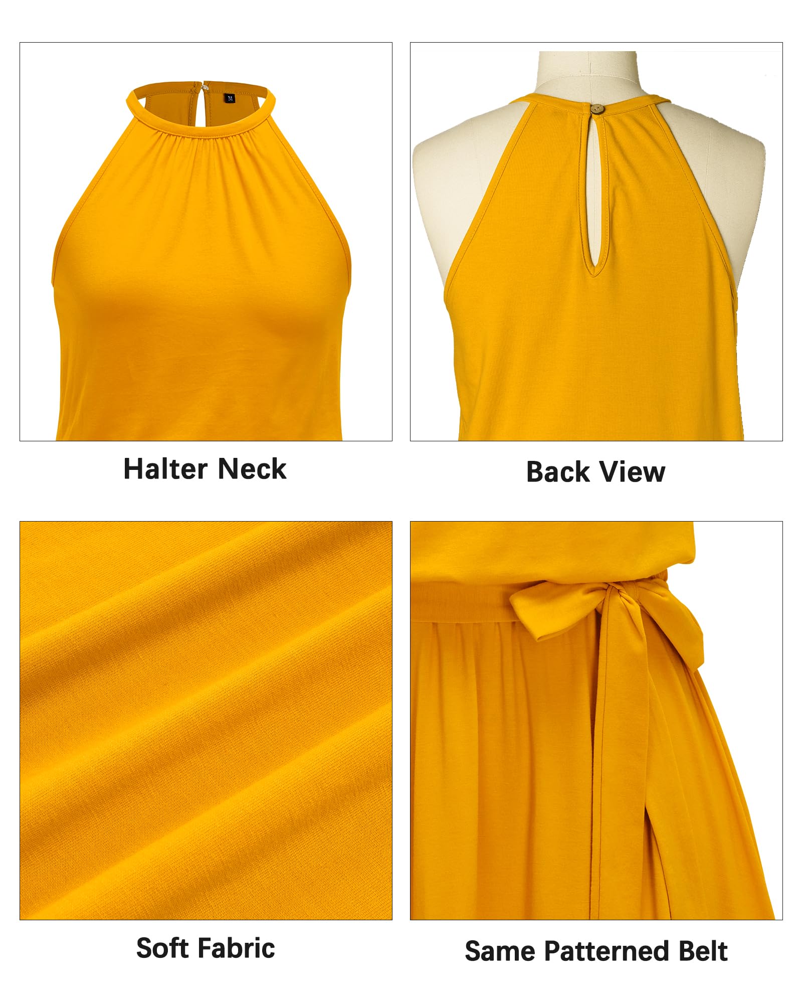 Newshows Women's 2025 Summer Halter Sundress with Pockets - Casual Beach Dress, Wedding Guest Outfit & Vacation Wear for Women | Perfect for Pool Parties, Tropical Getaways and Summer Events