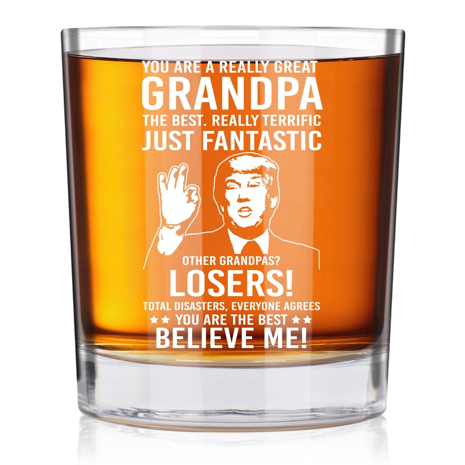 Personalized Whiskey Glass for Grandpa - Best Funny & Cool Gift for Grandfathers - Christmas, Birthday & Father's Day Present from Grandkids - Perfect for Relaxing, Celebrations & Special Occasions