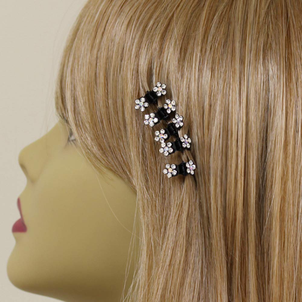 Elegant Rhinestone Crystal Hair Claw Clips Set of 5 - Small Decorative Petal Hair Jaw Clips for Women & Girls (White) | Perfect for Weddings, Parties & Everyday Hairstyling