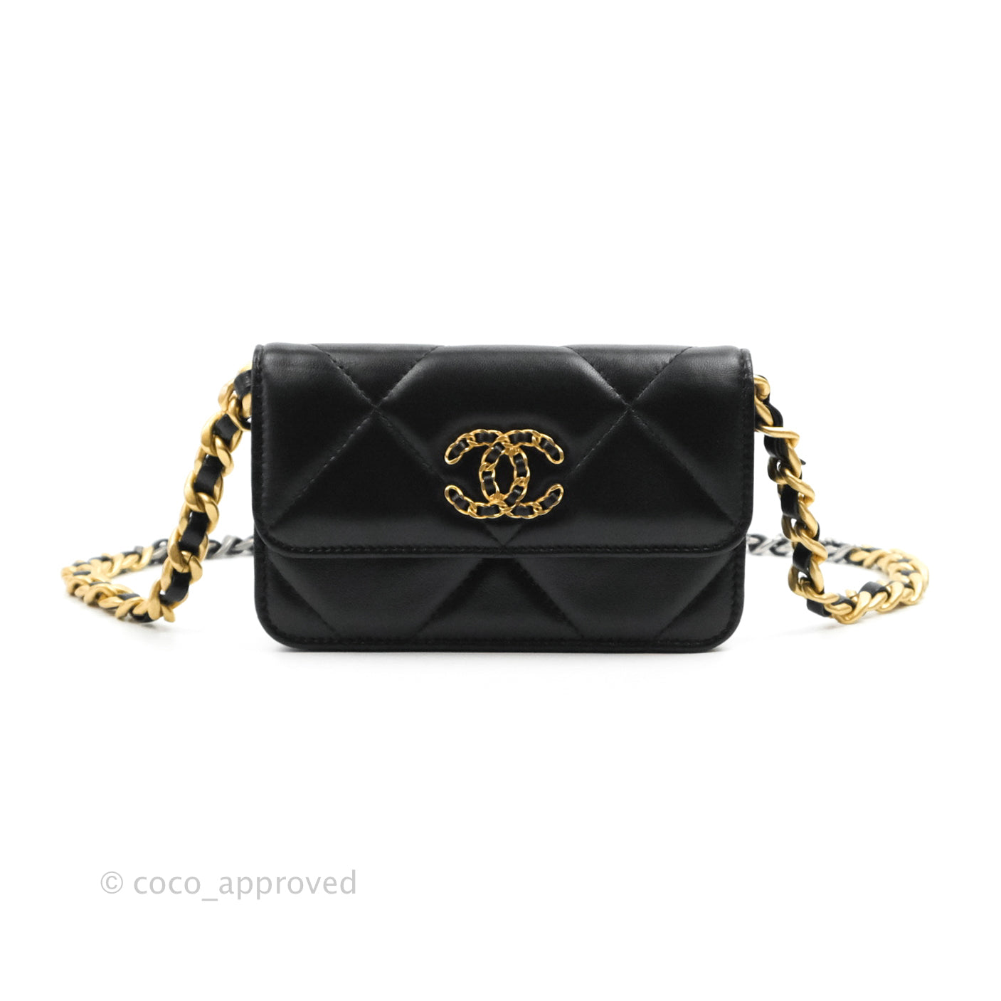 Chanel 19 Mini Clutch with Chain Black Lambskin Mixed Hardware Bag - Luxury Designer Crossbody Purse for Women | Perfect for Evening Parties, Date Nights & Special Occasions