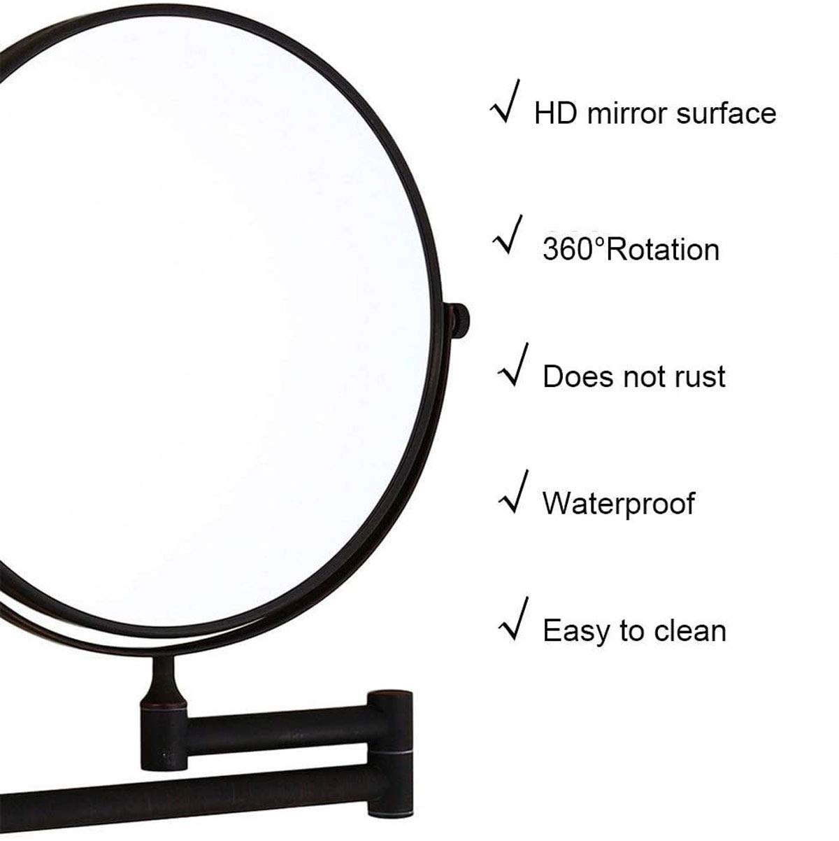 **Double Sided Wall Mount Makeup Mirror with 360° Rotation – Round Vanity Mirror for Home & Hotel Bathroom – Perfect for Makeup, Skincare & Grooming**