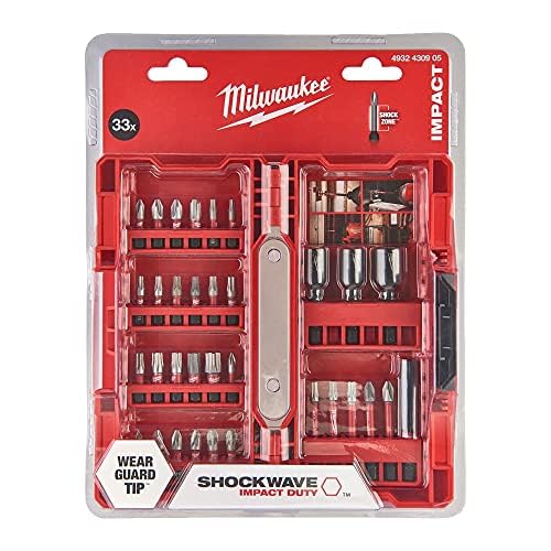 Milwaukee 4932430905 Shockwave Impact Bits and Nut Drivers Set (33 Piece) - Durable Red Impact Bits for Drilling, Fastening & Automotive Repairs
