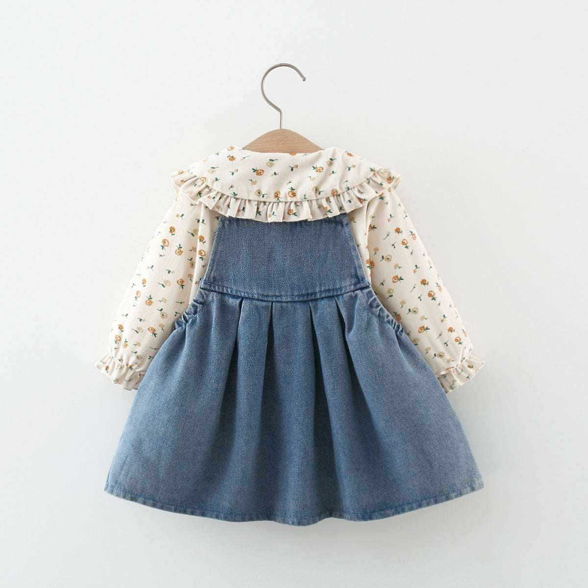 Adorable Girls' Autumn Denim Two-Piece Princess Dress for Toddlers | Stylish Fall Outfit for Birthday Parties, Photo Shoots & Special Occasions
