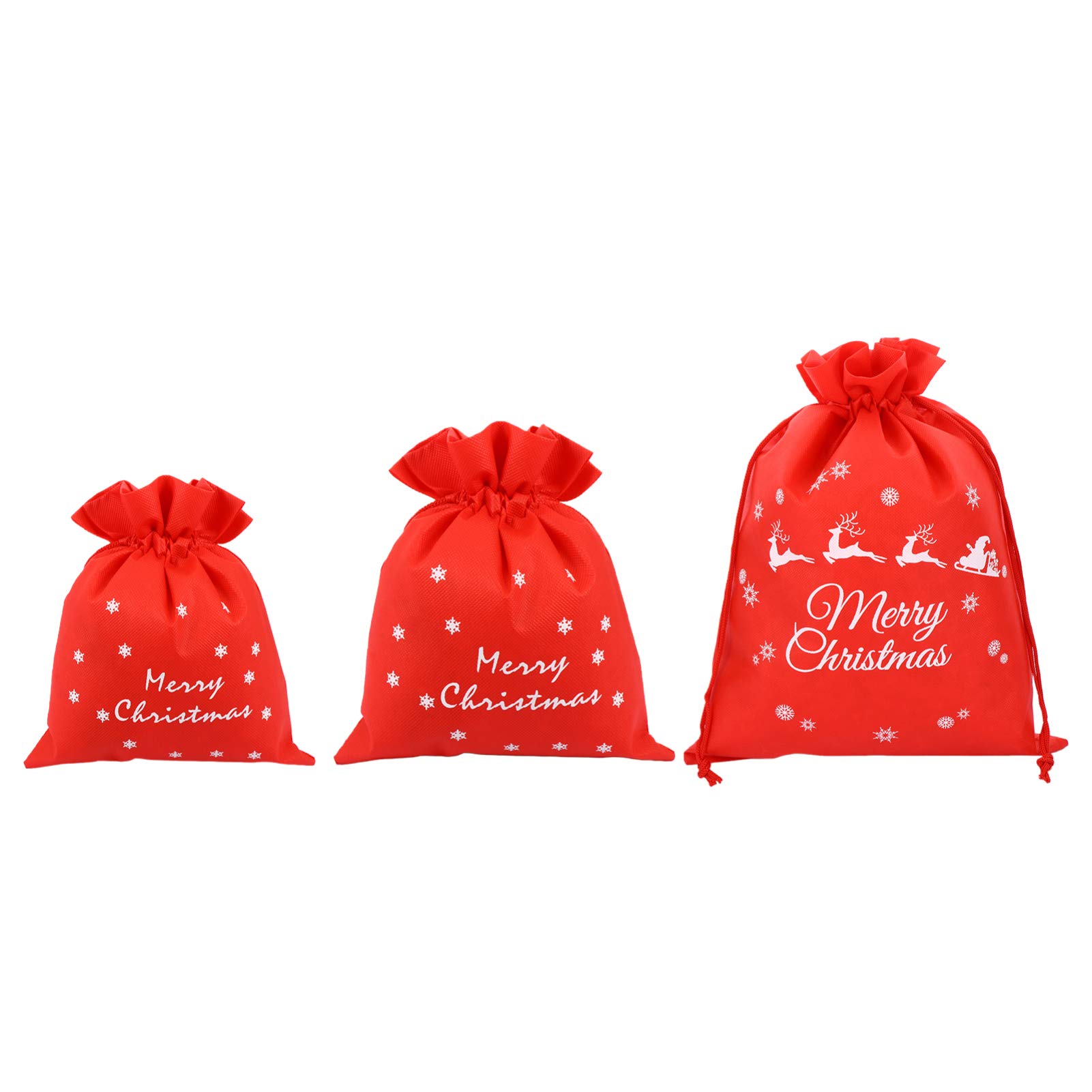 8pcs Christmas Drawstring Gift Bags - Santa Candy Bags for Holiday Party Favors, Stocking Stuffers & Gift Wrapping (S/M/L Sizes)