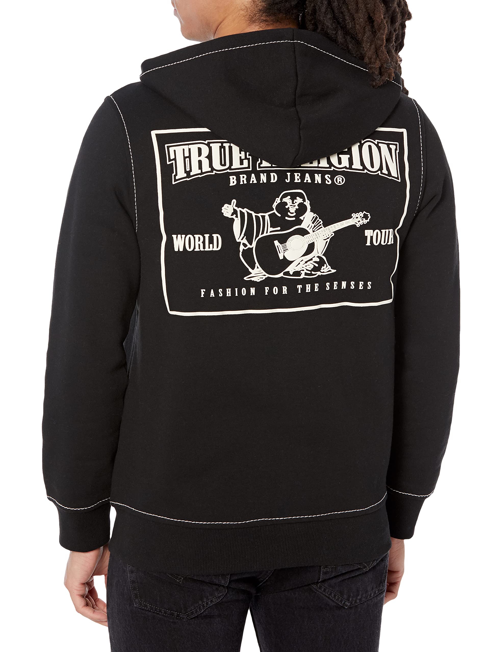 True Religion Men's Big T Zip Up Hoodie - Stylish Fleece Jacket for Casual Wear & Street Fashion | Comfortable Pullover for Everyday Outfits & Lounge