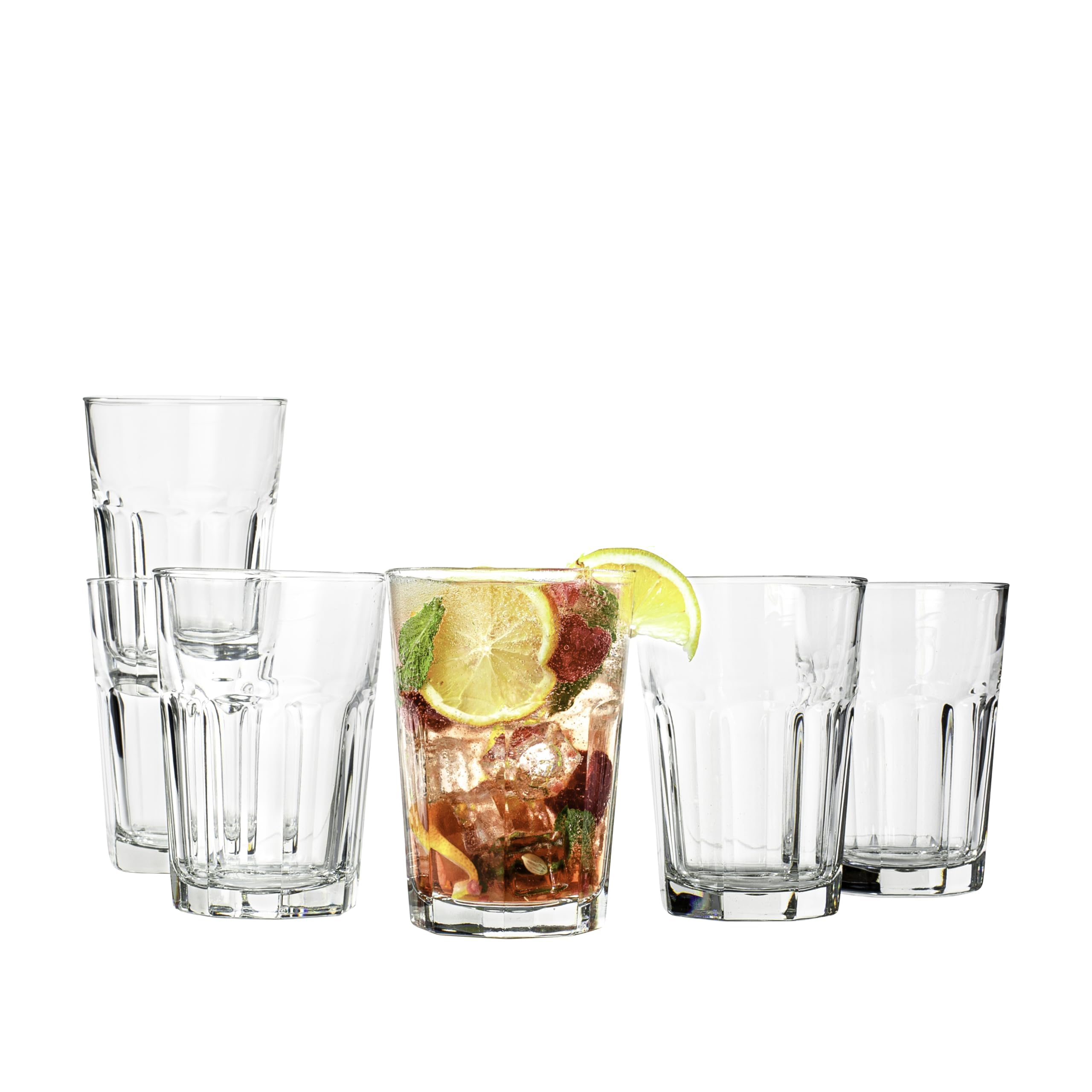 Vikko 11.5oz Highball Drinking Glasses - Set of 6 Durable, Stackable Glass Cups with Heavy Base - Dishwasher Safe Tumblers for Water, Juice & Cocktails - Perfect for Kitchen, Dining Room & Entertaining