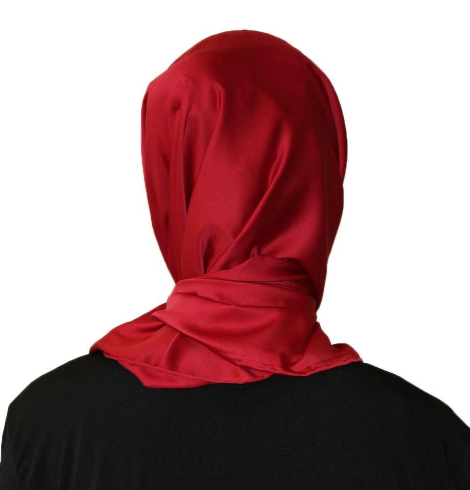 Aker Satin Square Hijab Scarf 4072 Red - Soft Muslim Headscarf for Women, Breathable & Stylish Prayer Shawl - Perfect for Daily Wear, Work, and Special Occasions