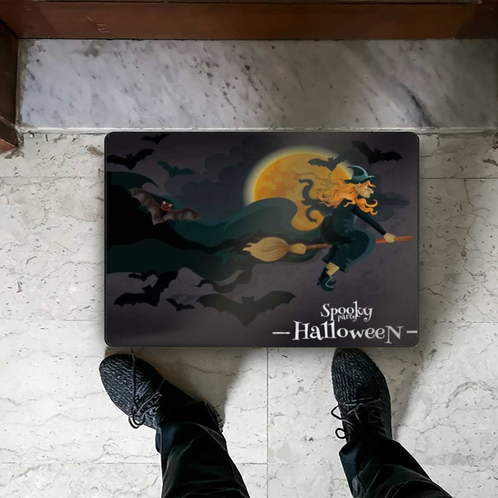 Non-Slip Halloween Witch Memory Foam Bath Mat - Super Soft & Absorbent Fast-Drying Bathroom Rug (31x20 Inch) - Perfect for Spooky Decor, Bathtub Safety & Machine Washable