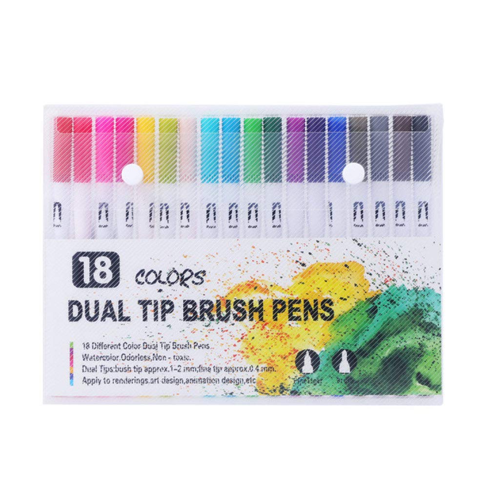 YHWW Watercolor Pen Set - 12/18/24/36/48/72/100 Colors Dual Tip Brush Markers for Drawing & Painting | Fine Art Supplies for Artists, Students & Crafters | Perfect for Sketching, Calligraphy & DIY Projects (18 Colors)