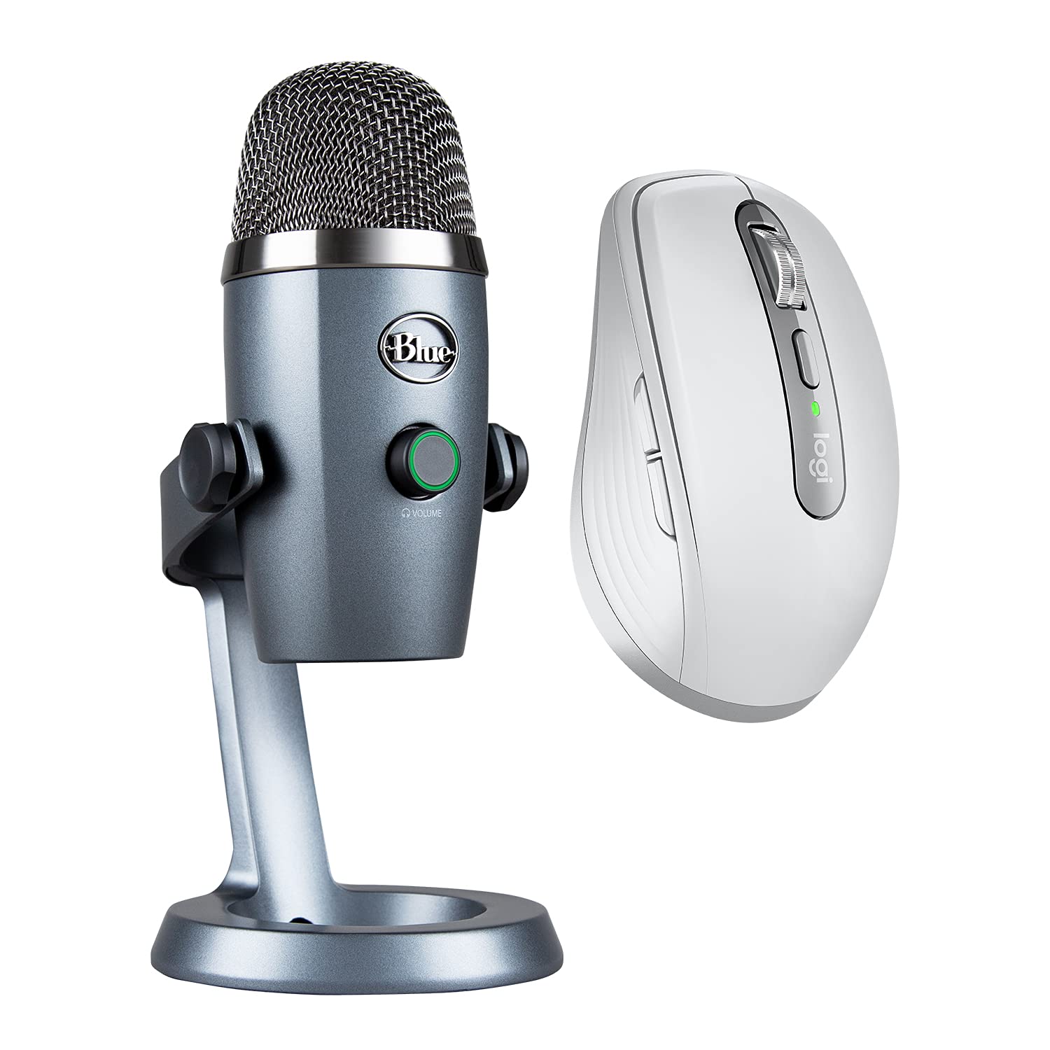 Blue Yeti Nano Professional USB Condenser Microphone - Shadow Grey | Logitech MX Anywhere 3 Wireless Performance Mouse - Pale Grey | Perfect for Podcasting, Streaming & Remote Work Setup