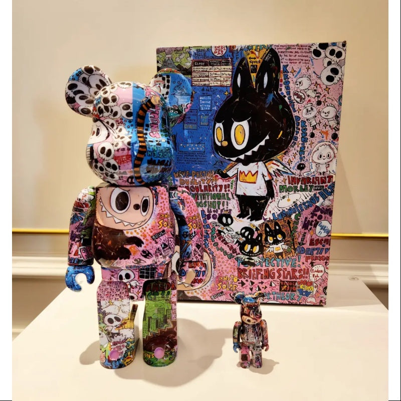 Labubu The Monsters Kasing Lung x Bearbrick 400% & 100% Collectible Figure Set - Limited Edition Art Toy for Display, Gifts & Anime Collections