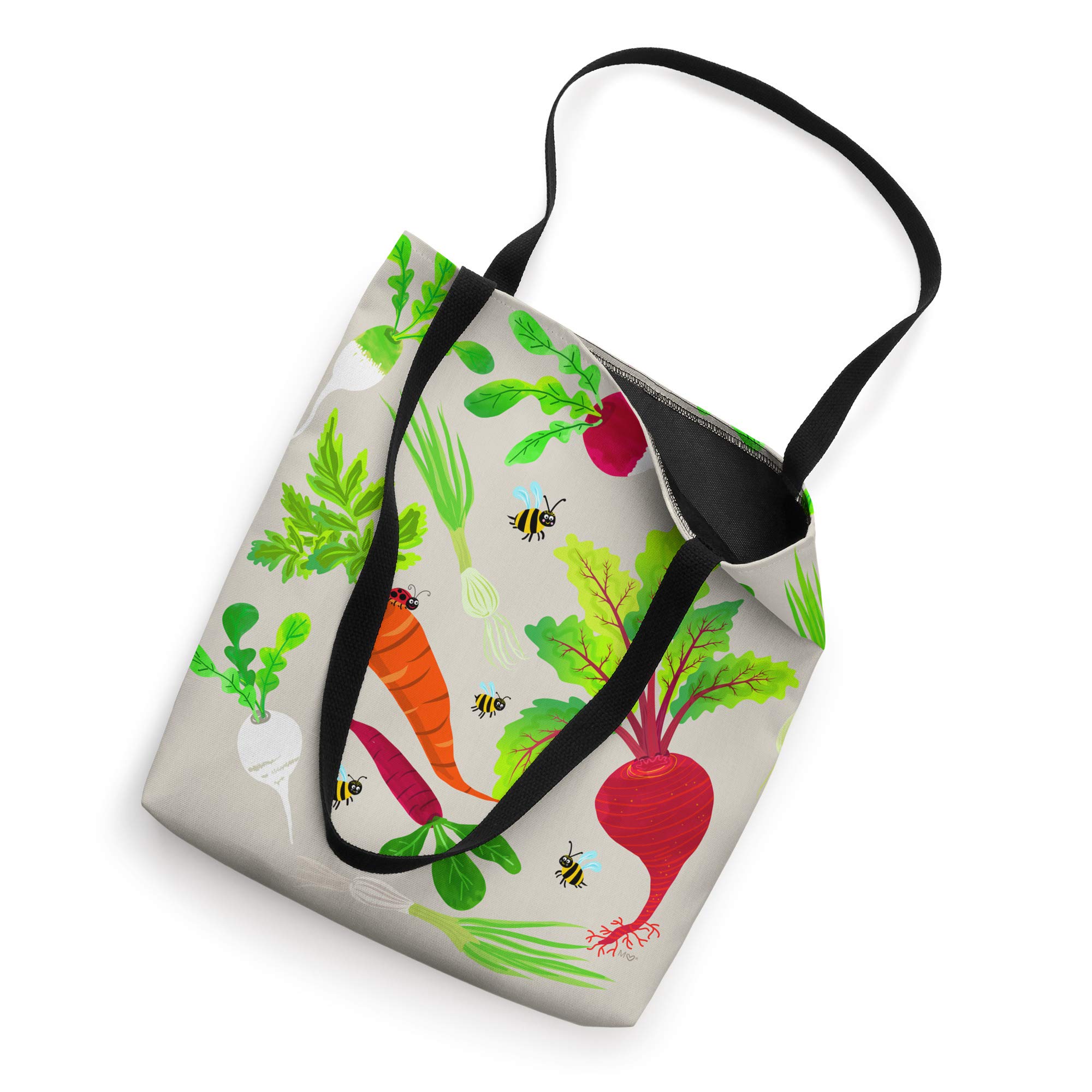 Playful Veggies Tote Bag - Cute Vegetable Print Reusable Grocery Shopping Bag - Perfect for Farmers Market, Grocery Runs & Eco-Friendly Lifestyle