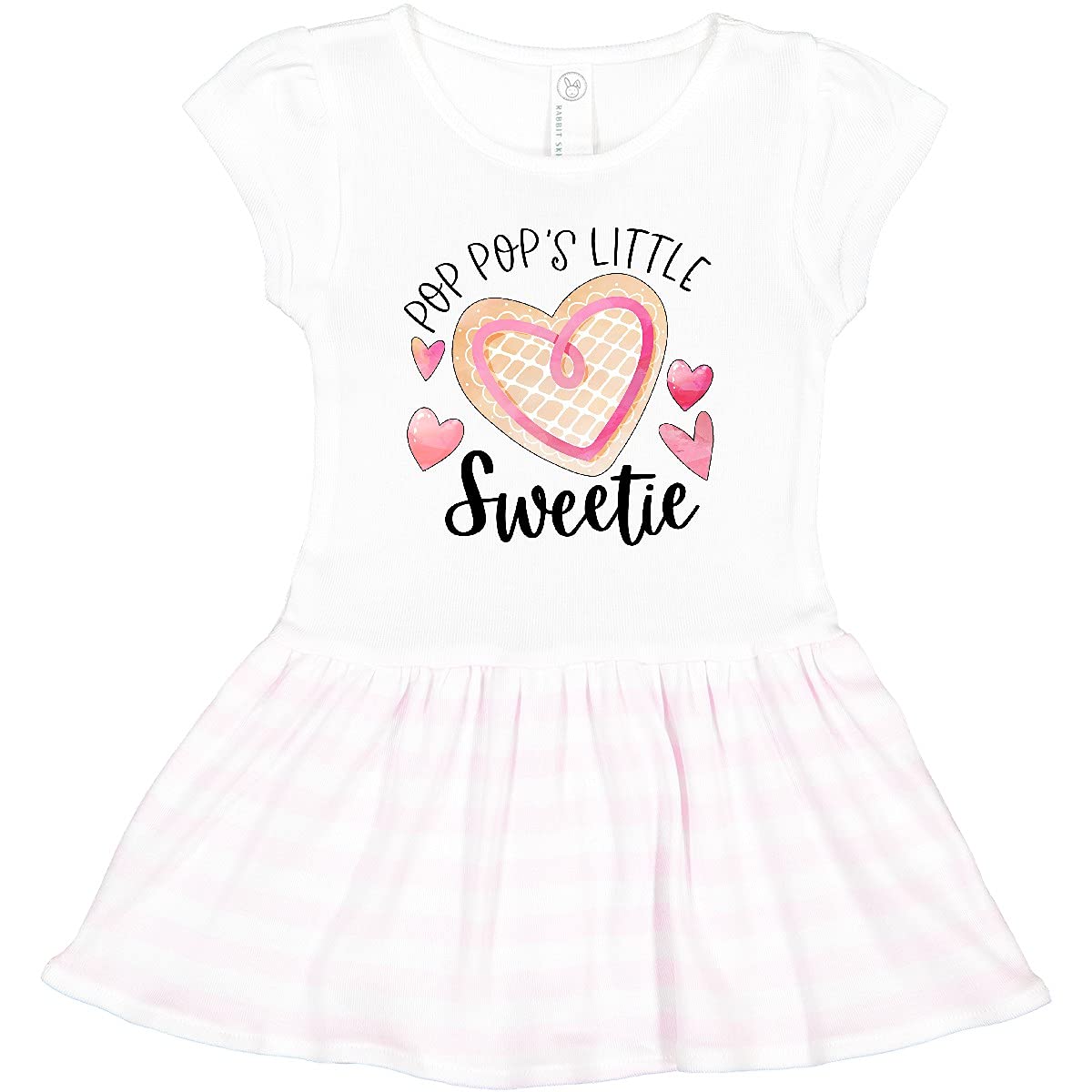 Inktastic Pop Pop's Little Sweetie Pink Heart Cookie Toddler Dress - Cute Outfit for Girls Birthday, Family Photos & Special Occasions