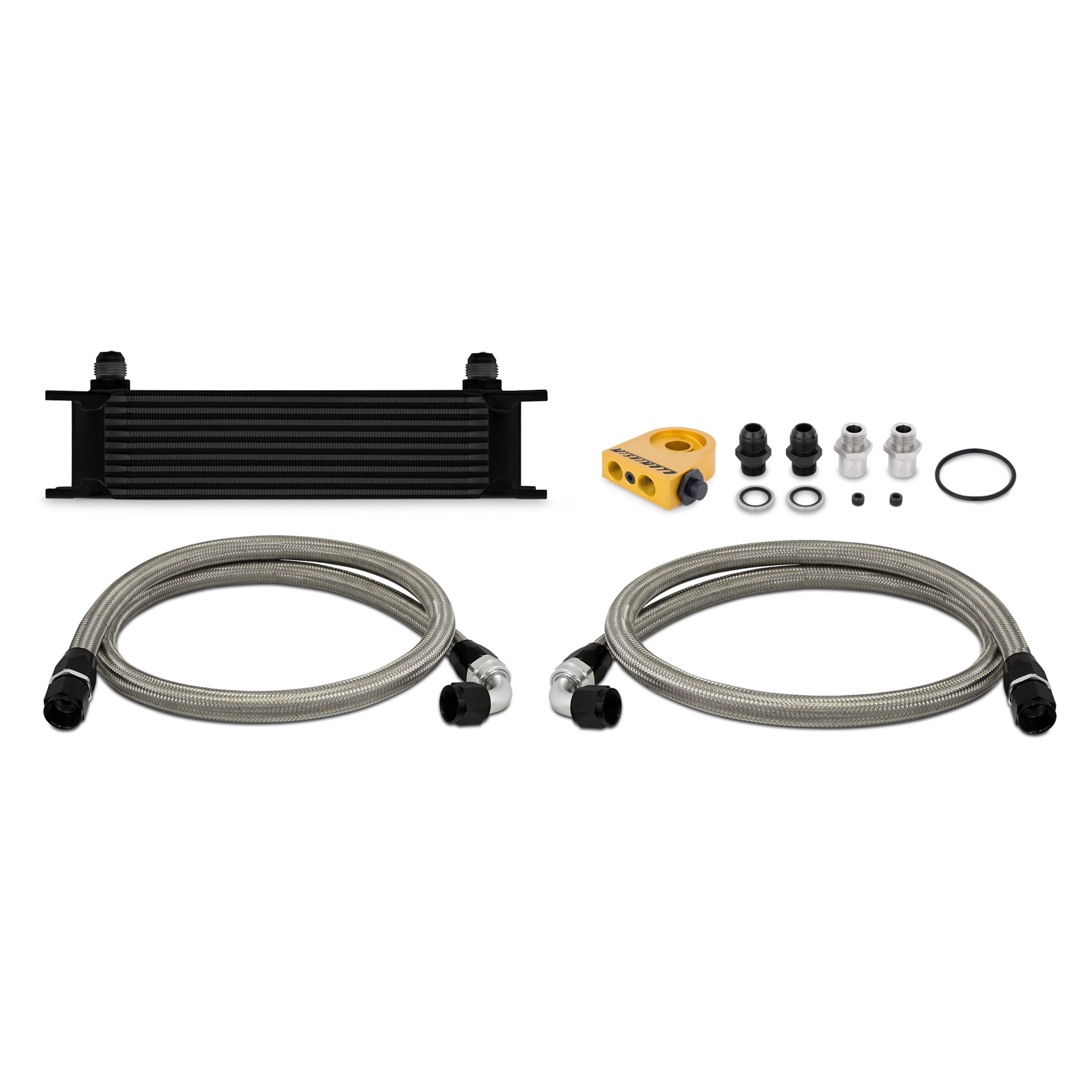 Mishimoto Universal 10-Row Thermostatic Oil Cooler Kit - High Performance Black Aluminum Cooler for Cars, Trucks & SUVs - Perfect for Racing, Towing & High-Temperature Driving Conditions