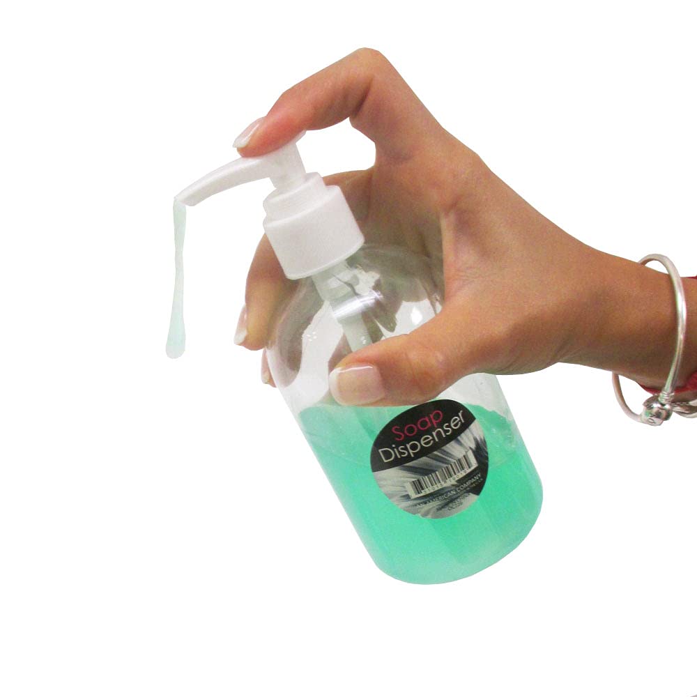 Refillable 11oz Plastic Liquid Soap Dispenser Pump Bottle - Empty Lotion & Cream Container for Bathroom, Kitchen & Travel Use