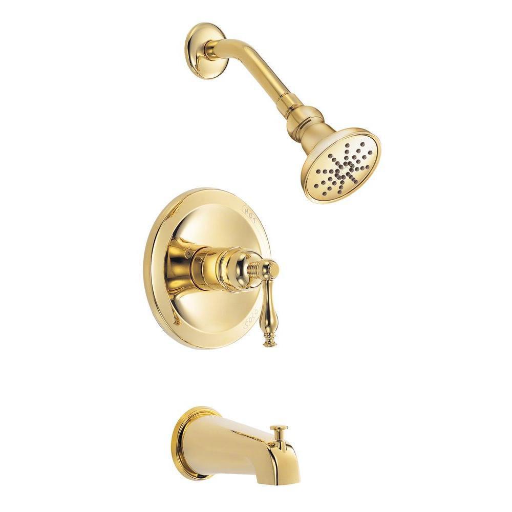 Danze Sheridan 1-Handle Pressure Balance Tub and Shower Faucet Trim Kit in Polished Brass - Valve Not Included (Model 634479) - Perfect for Bathroom Renovation & Modern Home Upgrades