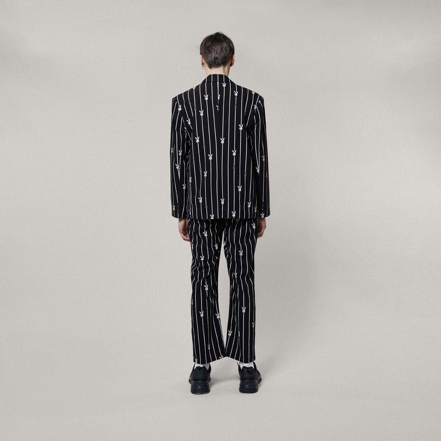 Playboy X Boy Bunny Pinstripe Blazer for Men - Stylish Formal & Party Wear - Perfect for Weddings, Night Out & Special Occasions