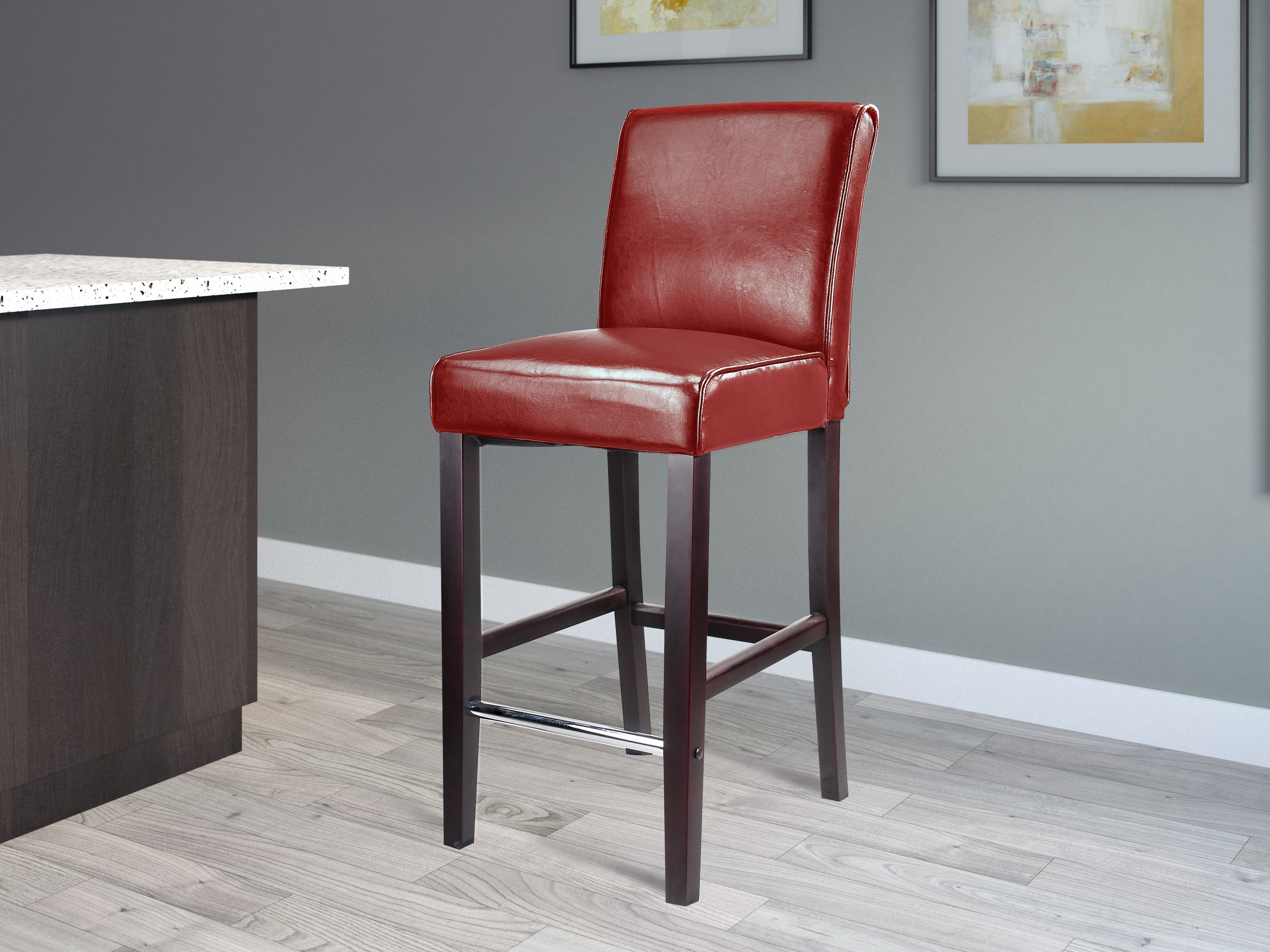Premium Red Wooden Bar Stool - 30