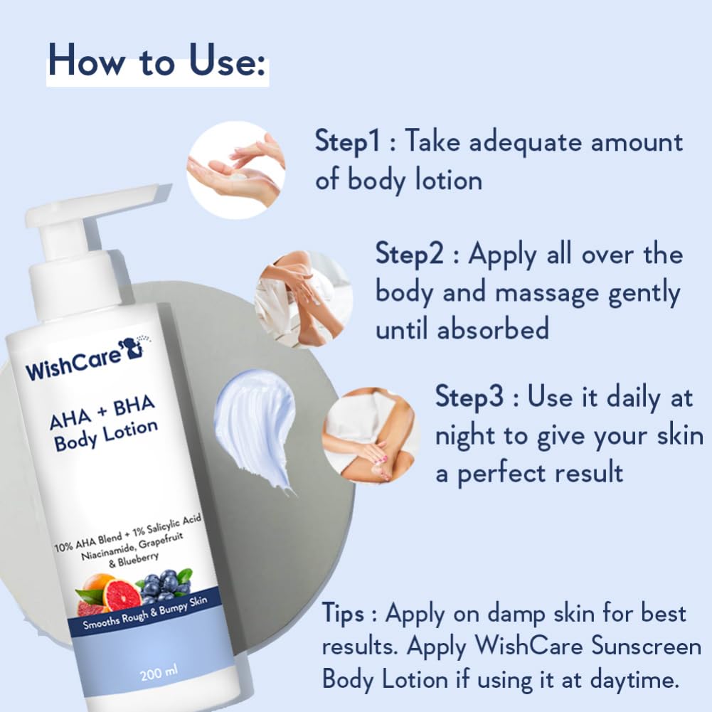 WishCare De-Tan Body Lotion Combo with AHA BHA & SPF50 Sunscreen - 200ml Each | Brightening & Sun Protection for Face & Body | Perfect for Daily Skincare & Outdoor Activities