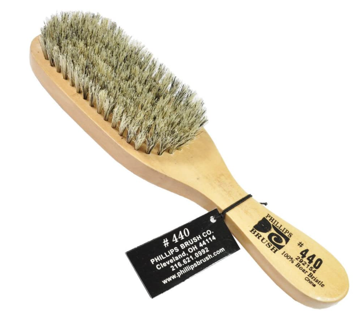 Philips Brush 440 The Wave Hair Brush - 7 Row Pure Soft Bristle with Wooden Handle for Smooth Detangling & Styling | Perfect for Curly, Wavy & Thick Hair at Home or Salon