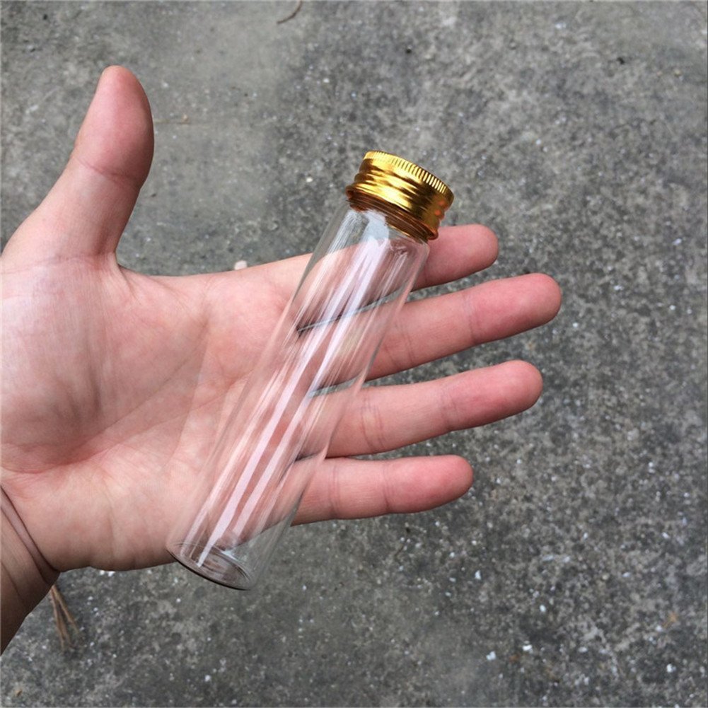 60ml Empty Glass Jars with Gold Aluminum Screw Caps - Airtight Seal for Liquids, Food Storage & Gift Packaging - Perfect for DIY Cosmetics, Essential Oils, Spices and Small Crafts (50-Pack, 60ML)