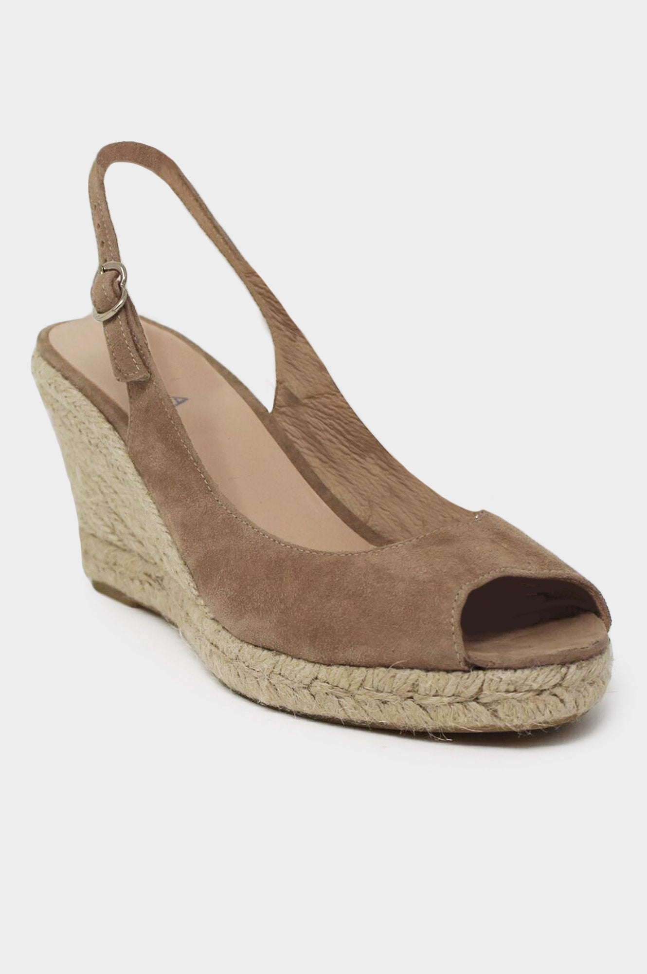 Mykonos Peep Toe Espadrilles for Women - Comfortable Almond Color Summer Wedge Sandals | Perfect for Beach Vacation, Date Night & Casual Outings