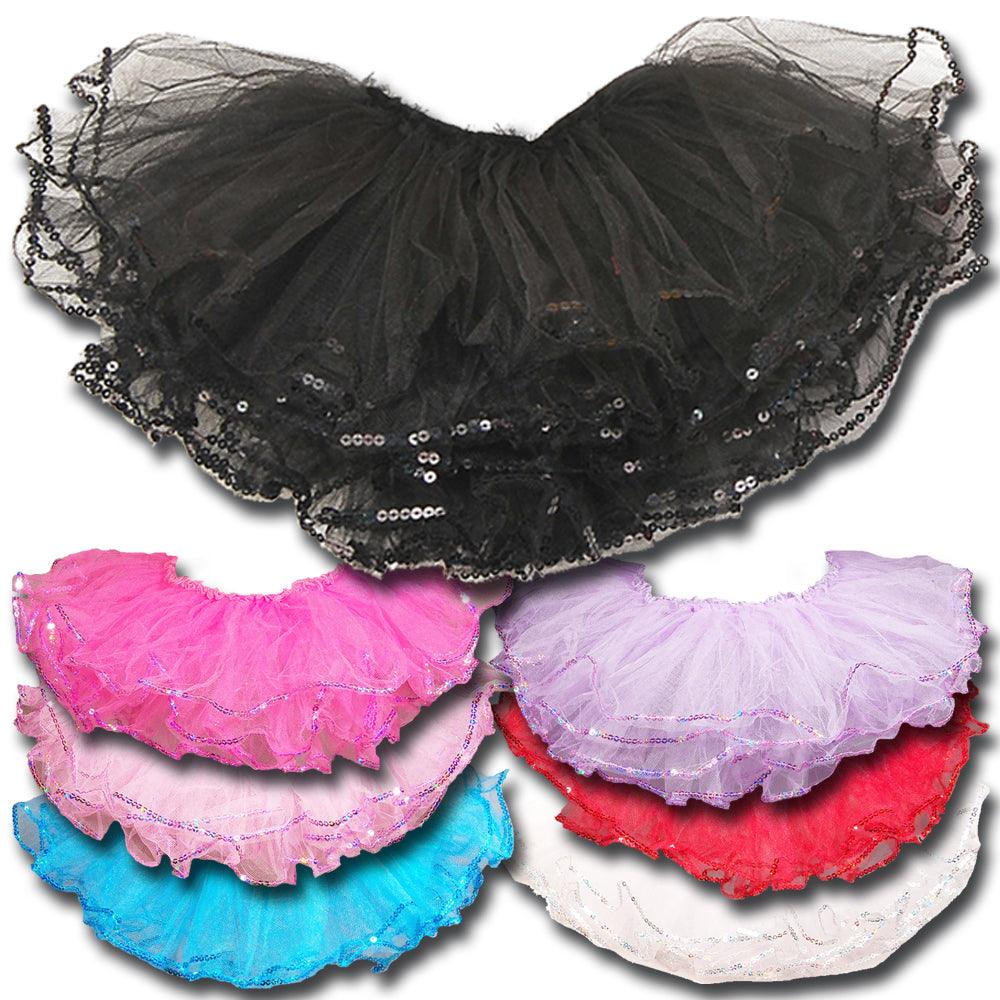 4 Layer Sequin Trimmed Tutus for Girls - Sparkly Dance Skirt for Ballet, Recital & Dress Up - Perfect for Birthday Parties & Photo Shoots