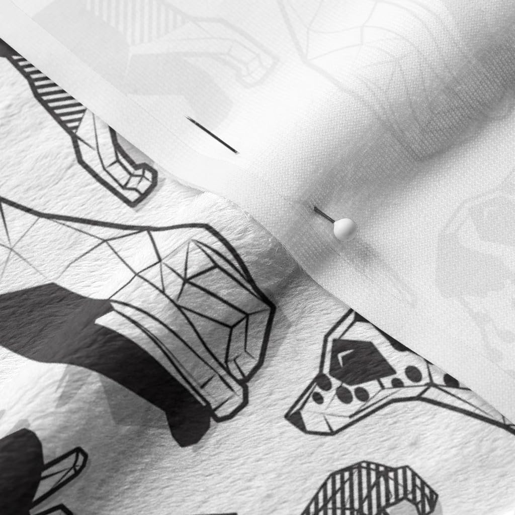Dog Breeds Printed Minky Fabric by The Yard - Small Scale Geometric Black & White Pet Pattern for Sewing Baby Blankets, Quilt Backing & Plush Toys | Soft Cuddle Fabric for DIY Pet Accessories & Nursery Decor