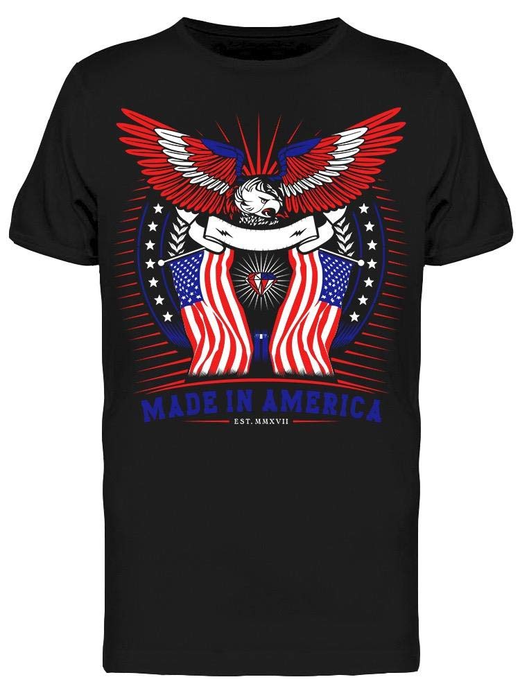 Patriotic Eagle & American Flag T-Shirt for Men - Made in USA | Casual Wear, 4th of July, Veterans Day & Patriotic Events