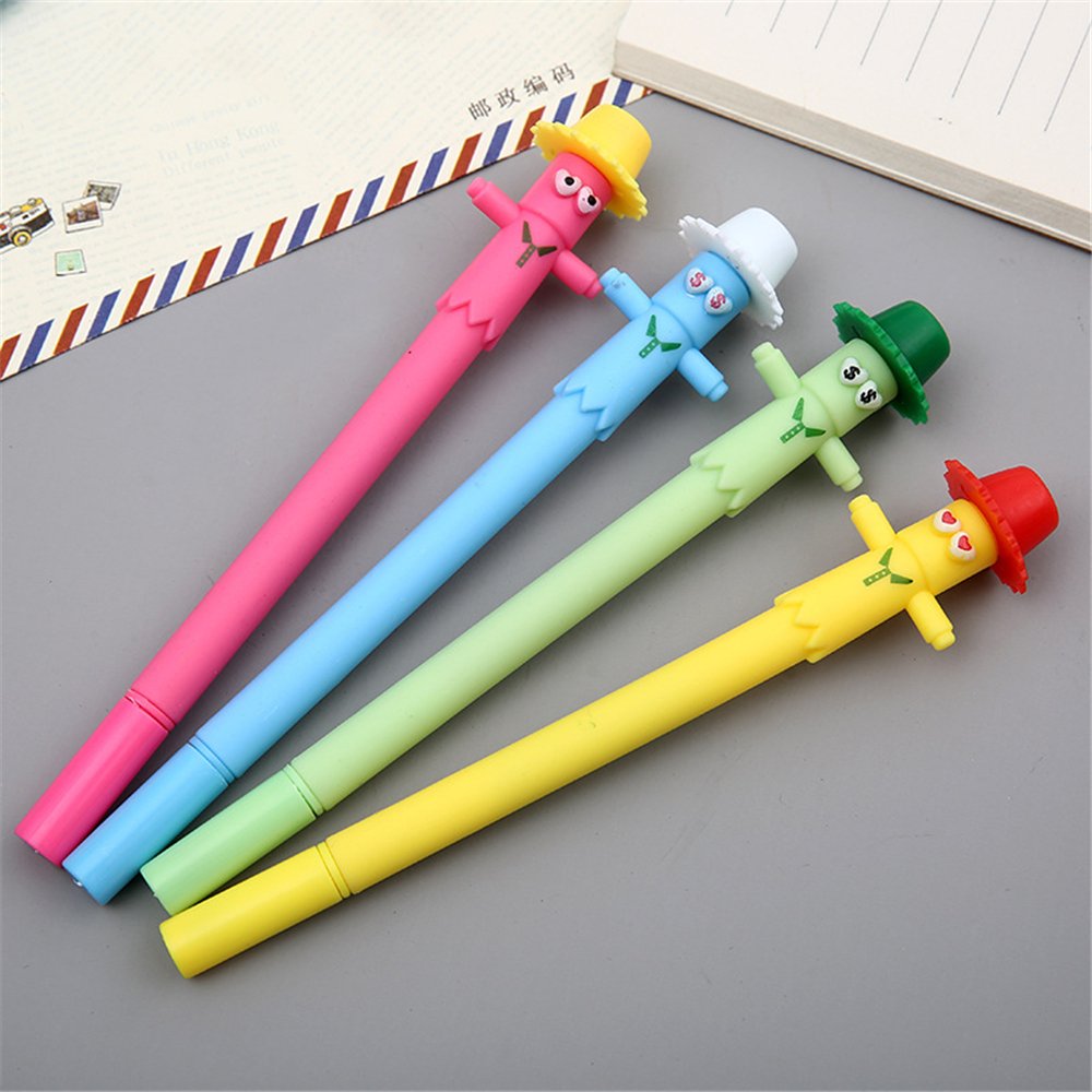 Cute Kawaii Colorful Scarecrow Shaped Gel Ink Pens - 12 Pack Fun Novelty Writing Pens for School, Office & Art Projects - Perfect Stationery Gift for Girls & Kids - Great for Journaling, Note Taking & Creative Drawing