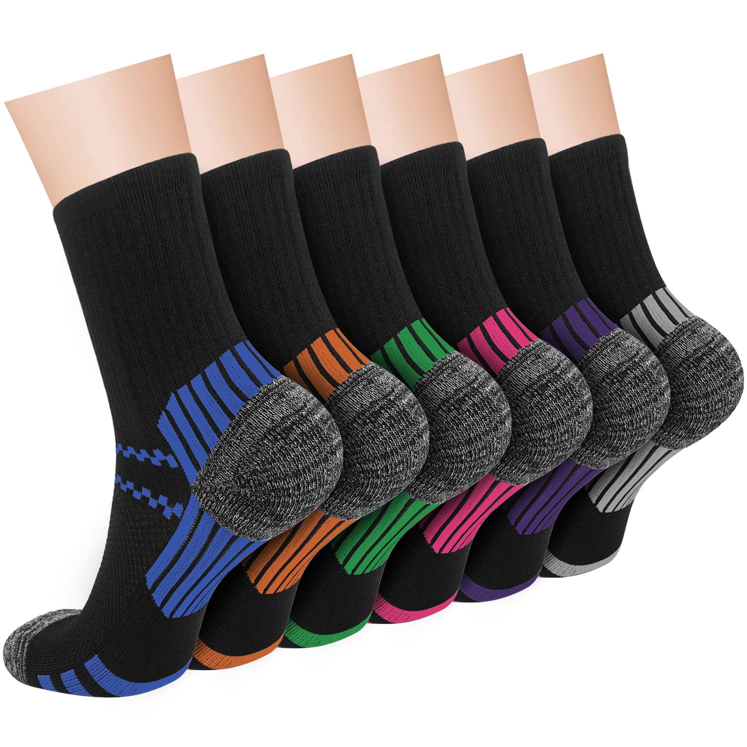 **Iseasoo Compression Socks for Women & Men - Circulation Support, Plantar Fasciitis Relief, Athletic Running Socks - Perfect for Workouts, Travel & Recovery**