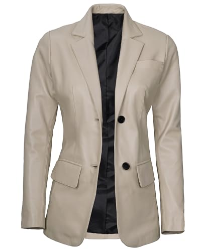 Beige - Leather Blazer Women
