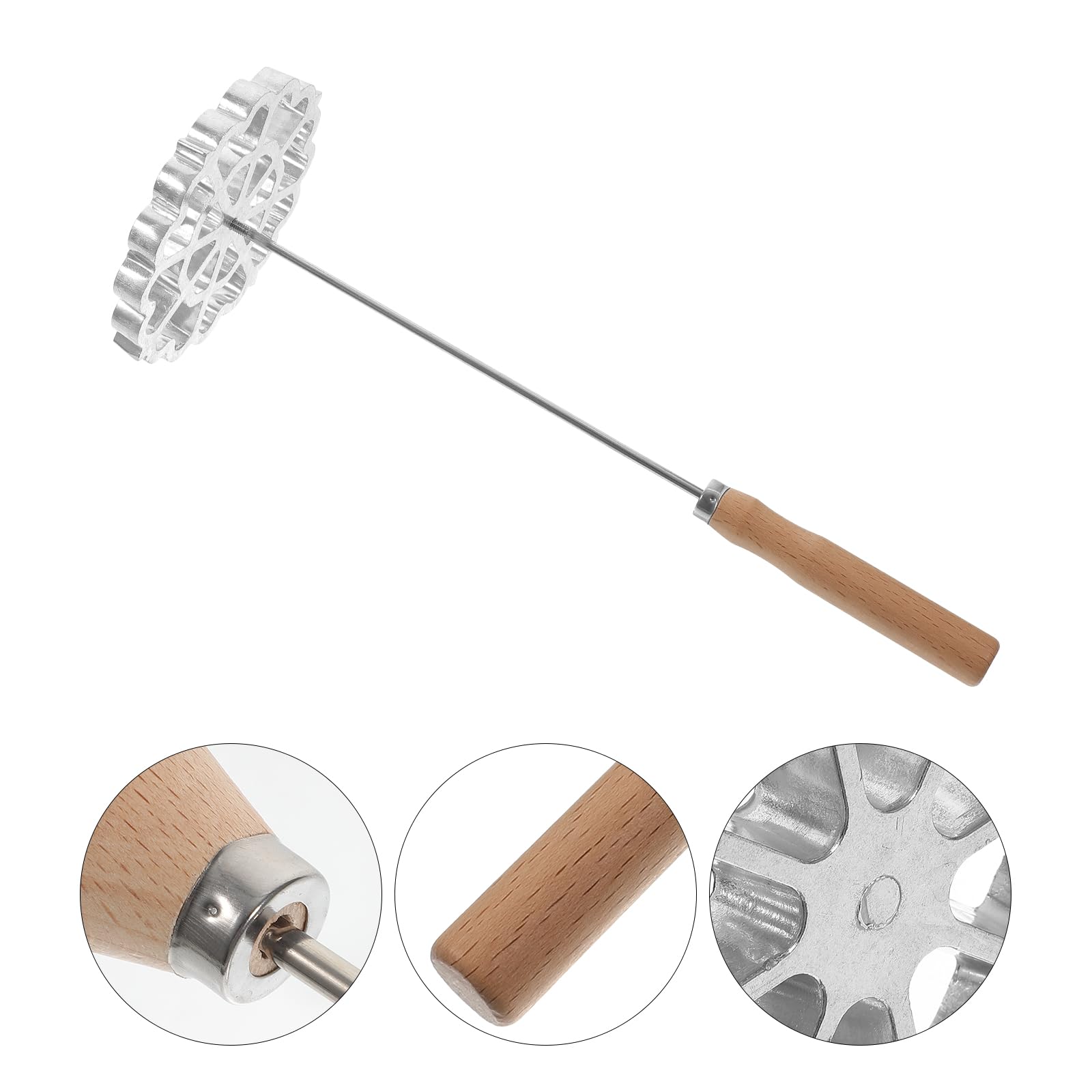 Premium Aluminum Rosette Iron Mold with Wooden Handle - Swedish Waffle Maker for Bunuelos, Timbale & Cookies | Durable Home Kitchen Bakeware for Holiday Baking, Party Treats & European Dessert Making