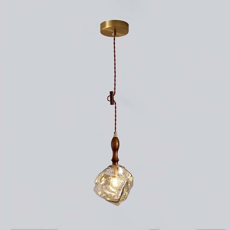 Unique Irregular Ice Cube Pendant Light - Modern Glass Hanging Lamp for Kitchen Island, Dining Room & Living Room Decor