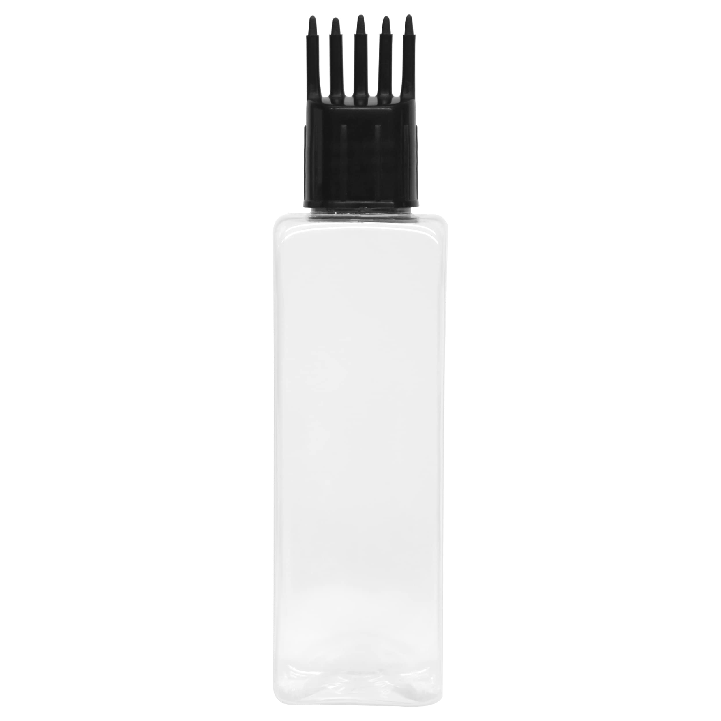 Mclear Empty Rectangular Applicator Bottle with Root Comb - 1 oz Transparent PC Bottle for Hair Oil, Shampoo, Medicine & Dye | Perfect for Salon, Home Hair Care & DIY Beauty Products