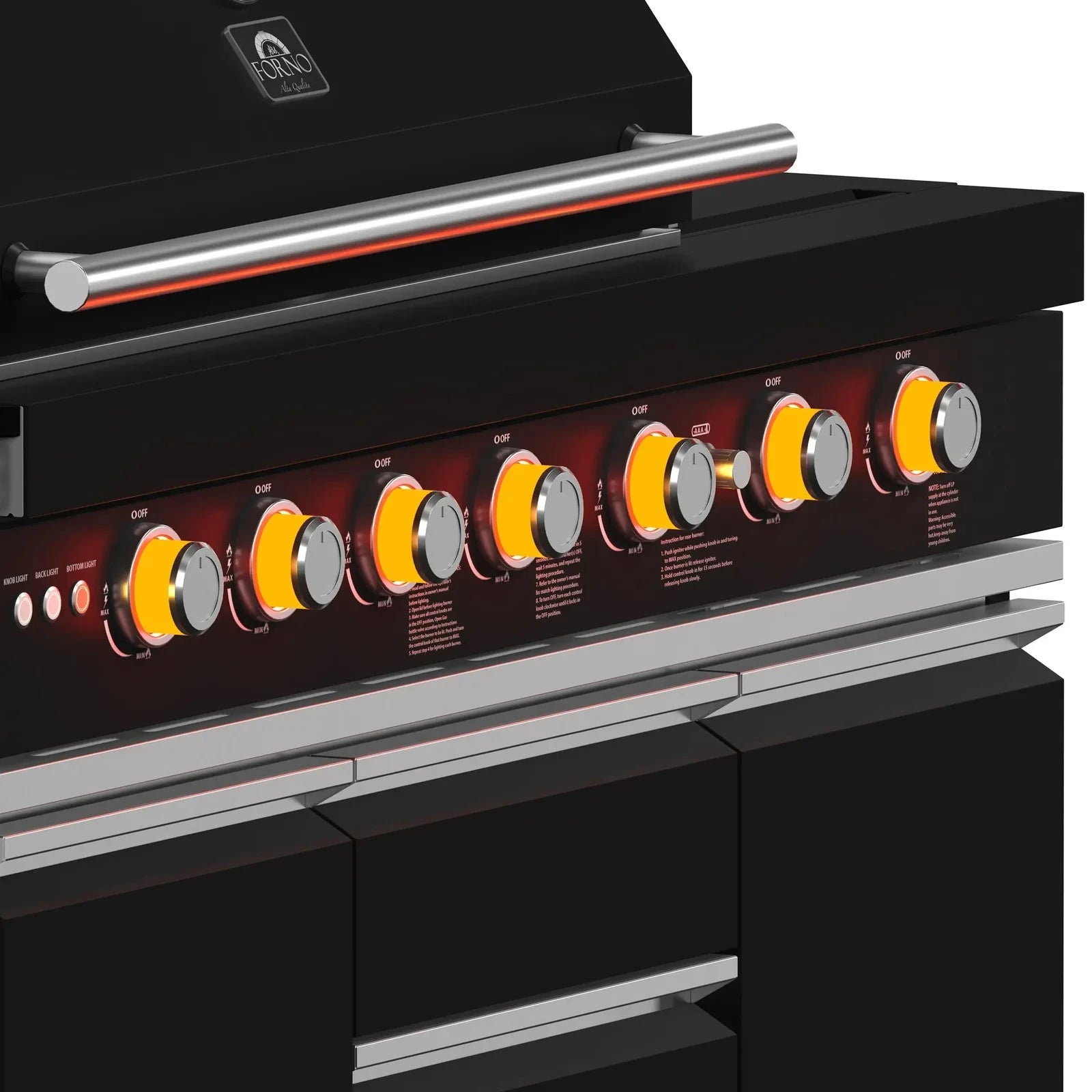 Forno All'Aperto Outdoor Kitchen Set FODKT2551BLK - Premium Stainless Steel BBQ Grill Island with Side Burner & Storage - Perfect for Backyard, Patio, and Poolside Entertaining