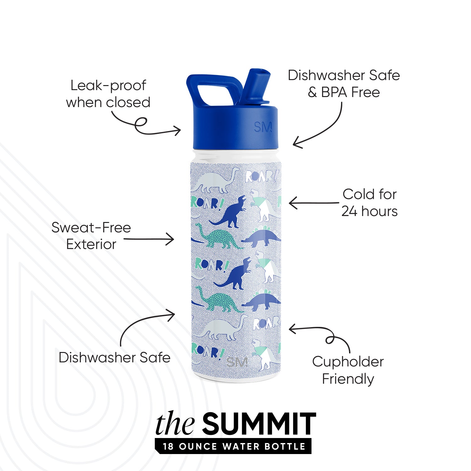 Summit Kids Water Bottle with Straw Lid - BPA Free, Leak Proof, Insulated Stainless Steel Bottle for School, Sports & Outdoor Activities