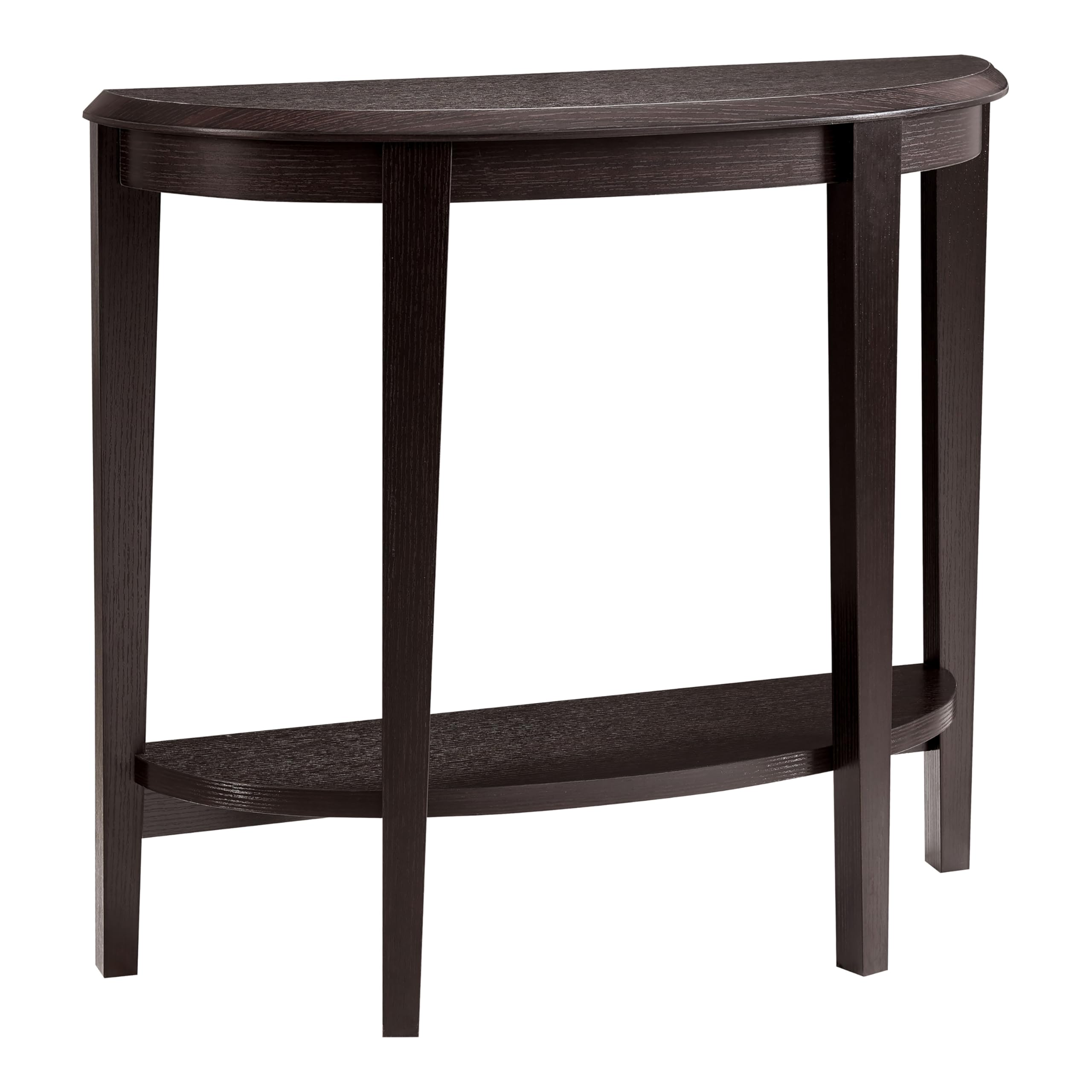 Payne Modern Half Moon Console Table with Storage Shelf - Entryway Furniture for Living Room, Hallway & Small Spaces - Cappuccino Finish - Perfect for Home Decor & Space Saving Solutions