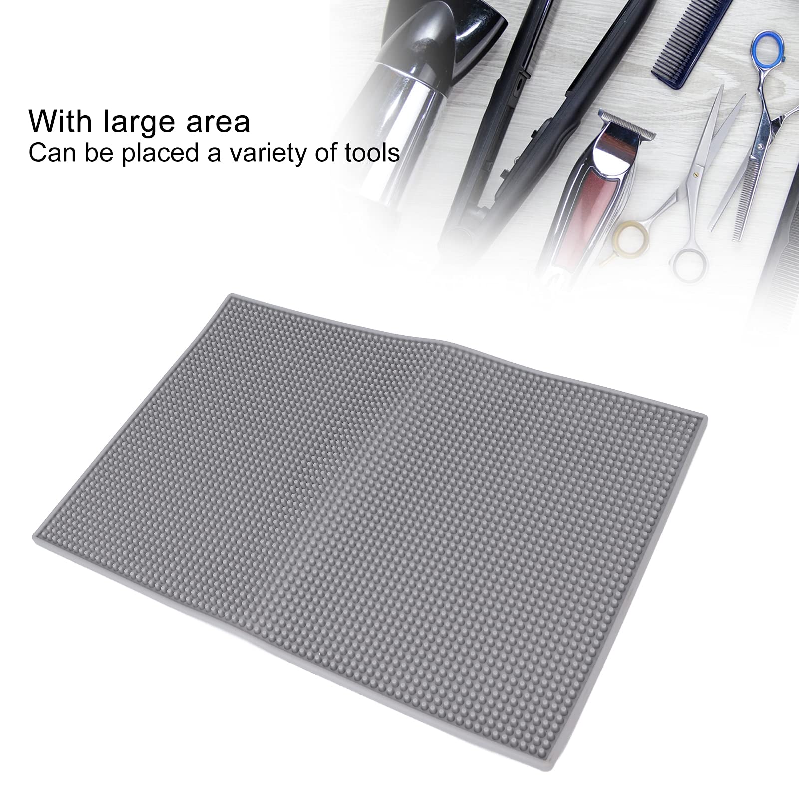 Non-Slip Heat Resistant Silicone Hairdressing Mat - Large Barber Styling Pad for Salon & Home Use, Durable Grey Hair Cutting Tools Accessory (Perfect for Haircuts, Coloring & Styling)