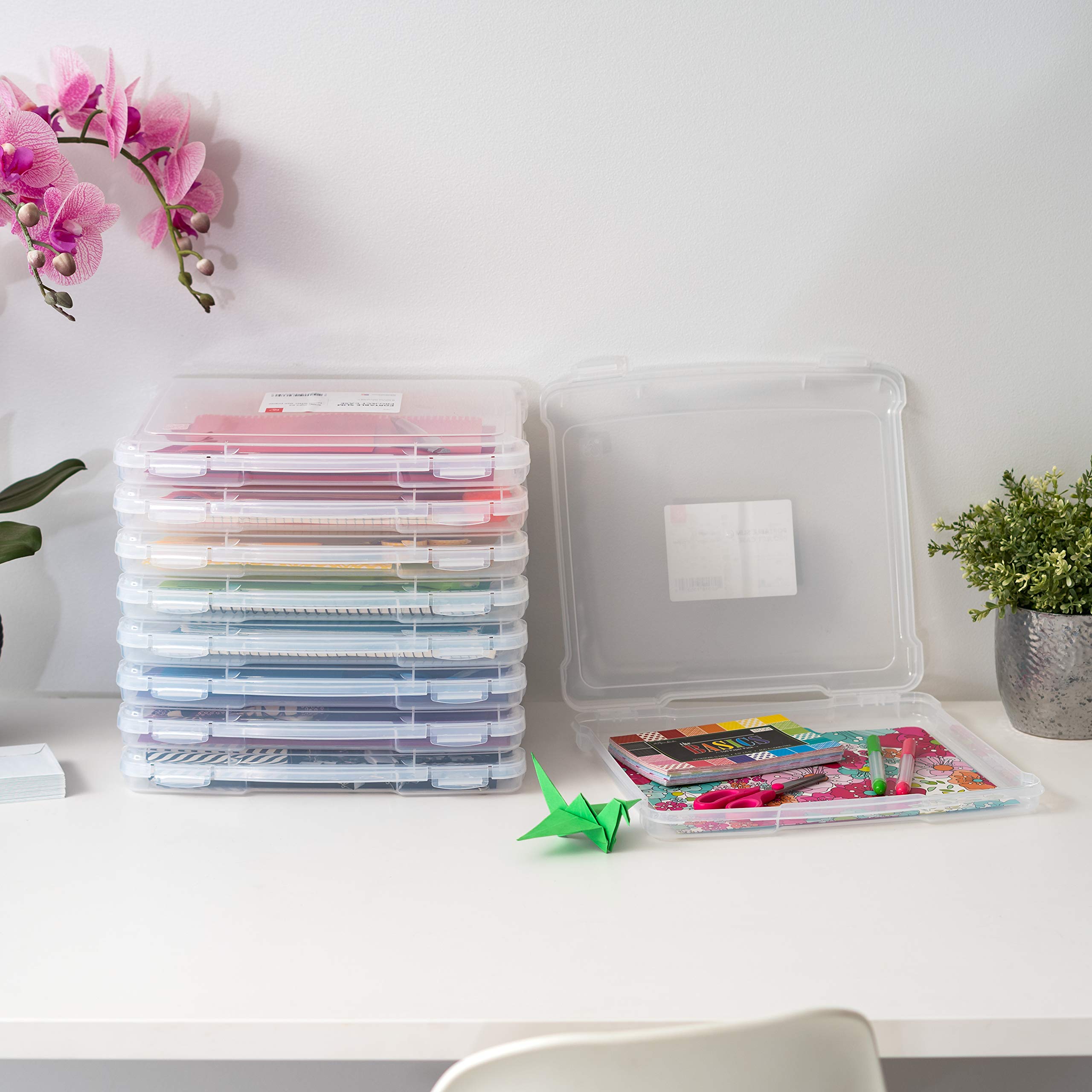 IRIS USA 6 Quart Clear Plastic Storage Bins with Lids - 10 Pack Stackable Organizer Containers for Home, Office, Craft Supplies & Portable Project Cases