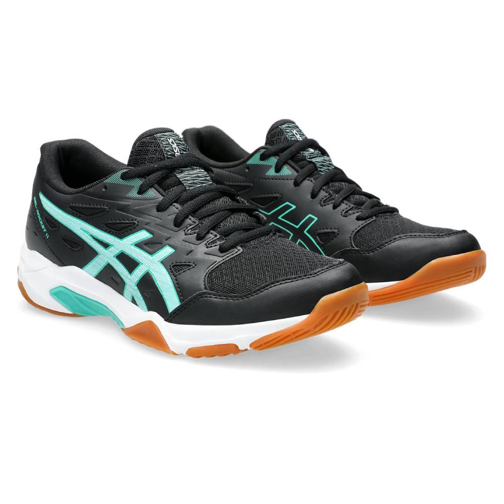 ASICS Gel Rocket 11 Women's Volleyball Shoes - Indoor Court Sneakers for Badminton, Squash & Tennis (Black/Illuminate Mint) - Lightweight Cushioned Gym Shoes for Women Athletes