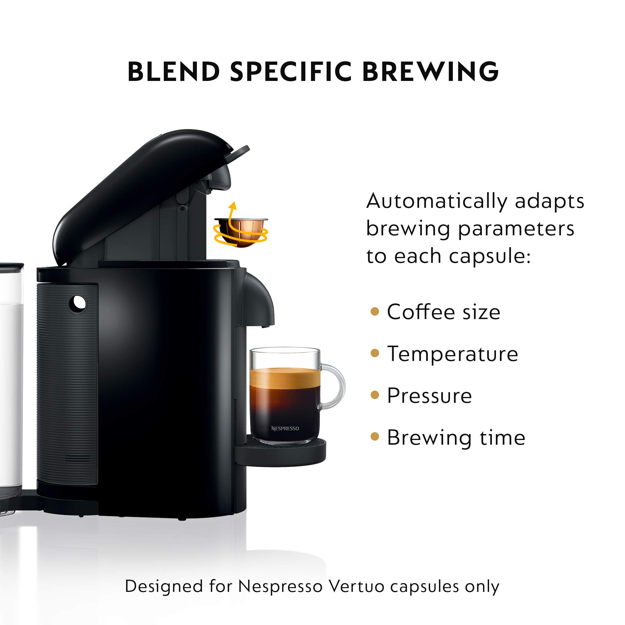 Nespresso VertuoPlus Coffee & Espresso Machine with Aeroccino Milk Frother by Breville - Ink Black | Perfect for Home, Office & Gifts | Brews Coffee, Espresso & Latte